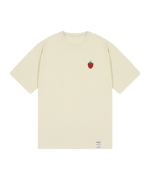 [ユニセックス]スモールストロベリーロゴ半袖Tシャツ_サンドベージュ