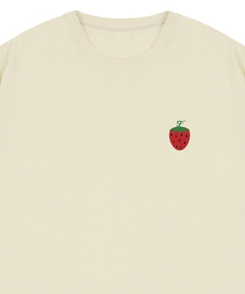 GRAVER（グレーバー）の「[ユニセックス]スモールストロベリーロゴ半袖Tシャツ_サンドベージュ（Tシャツ/カットソー・レディース・ベージュ・LARGE/MEDIUM/SMALL/X-LARGE）」の3枚目の写真
