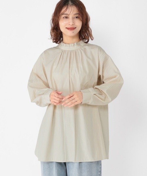 studio CLIP(スタディオクリップ)の「ダブルフロントポプリンストライプブラウス(シャツ/ブラウス・レディース・ライトブルー/グレー/クリーム・FREE)」の11枚目の写真