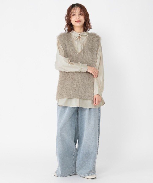 studio CLIP(スタディオクリップ)の「ダブルフロントポプリンストライプブラウス(シャツ/ブラウス・レディース・ライトブルー/グレー/クリーム・FREE)」の12枚目の写真