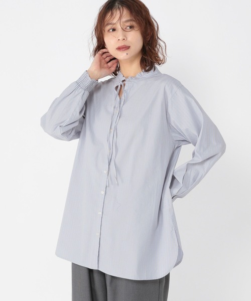 studio CLIP(スタディオクリップ)の「ダブルフロントポプリンストライプブラウス(シャツ/ブラウス・レディース・ライトブルー/グレー/クリーム・FREE)」の14枚目の写真