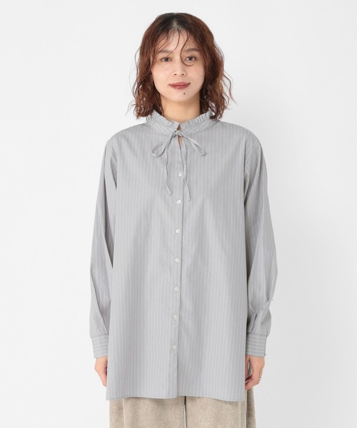 studio CLIP(スタディオクリップ)の「ダブルフロントポプリンストライプブラウス(シャツ/ブラウス・レディース・ライトブルー/グレー/クリーム・FREE)」の17枚目の写真