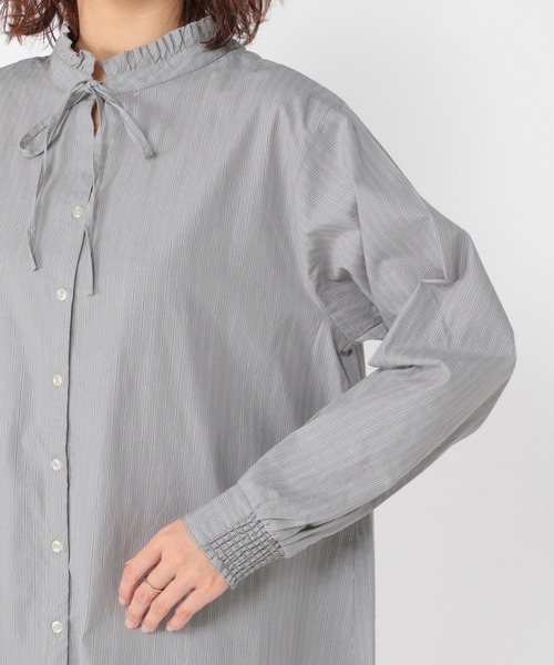 studio CLIP(スタディオクリップ)の「ダブルフロントポプリンストライプブラウス(シャツ/ブラウス・レディース・ライトブルー/グレー/クリーム・FREE)」の21枚目の写真