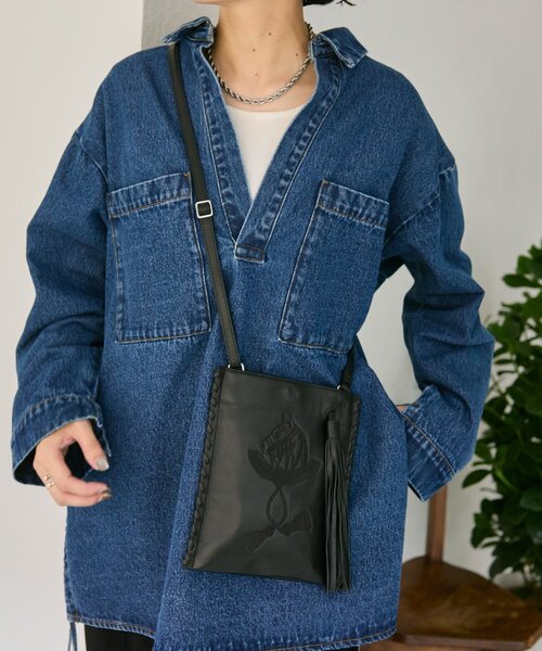 sampo×earホースタッセルショルダーバッグ《本革/軽量150g