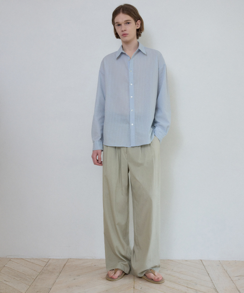 WEDNESDAY OASIS(ウェンズデーオアシス)の「ミューズツーピンタックセミワイドパンツ_LIGHT BEIGE(W25-PT04)(スラックス・メンズ・オートミール・SMALL/MEDIUM/LARGE)」の3枚目の写真