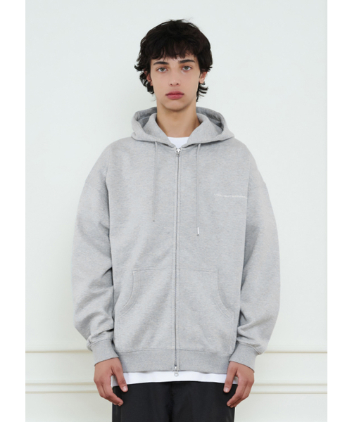 LIMELIGHT APPAREL(ライムライトアパレル)の「アパレル刺繍シンプルロゴオーバーサイズ2WAYジップアップフードパーカー(グレー・メランジ/ホワイト)(パーカー・メンズ・その他・LARGE/X-LARGE/SMALL/MEDIUM)」の1枚目の写真