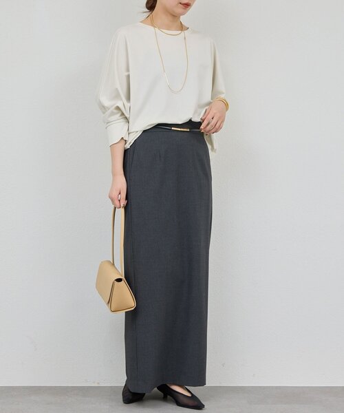 GALLARDAGALANTE（ガリャルダガランテ）の「【セットアップ対応】梳毛ストレッチタイトスカート（スカート・レディース・ライトベージュ/チャコールグレー・0/1）」の6枚目の写真