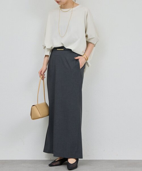 GALLARDAGALANTE（ガリャルダガランテ）の「【セットアップ対応】梳毛ストレッチタイトスカート（スカート・レディース・ライトベージュ/チャコールグレー・0/1）」の8枚目の写真