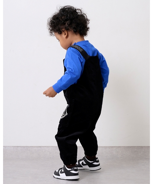 XLARGE KIDS（エクストララージキッズ）の「ファニーゴリラカットコールサロペット（サロペット/オーバーオール・キッズ・ブラック/ベージュ・80ｃｍ/90cm/100cm/110cm/120cm）」の5枚目の写真