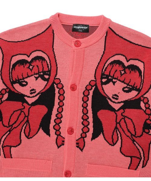 NICE GHOST CLUB（ナイスゴーストクラブ）の「DEVIL GIRL KNIT CARDIGAN_PINK(NG2FFUK681A)（カーディガン/ボレロ・メンズ・ピンク・SMALL/MEDIUM/LARGE）」の4枚目の写真