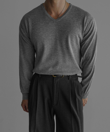 BOWLOW PRODUCT（バウロープロダクト）の「Silk Wool Blend V-Neck Knit [Gray]（ニット/セーター・メンズ）」