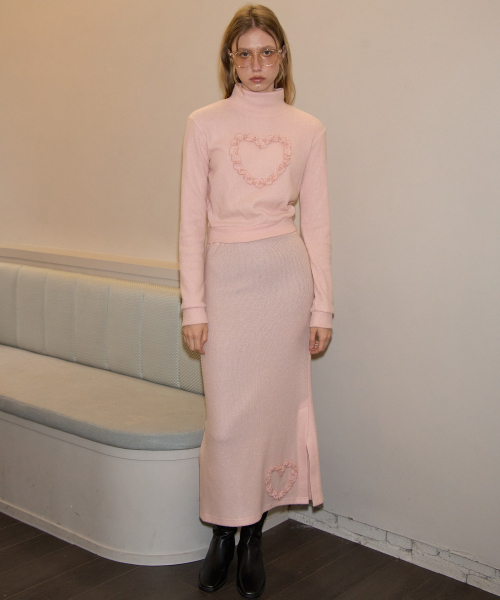 SALON DE YOHN(サロンドヨーン)の「Heart Point Knit Skirt_ Pink(スカート・レディース・その他・MEDIUM/SMALL)」の1枚目の写真