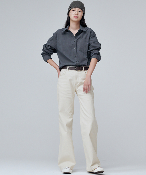 MALOUPE(マロップ)の「9134 レギュラーブーツカットデニム (クリーム)(デニムパンツ・レディース・クリーム・26/28/30)」の4枚目の写真