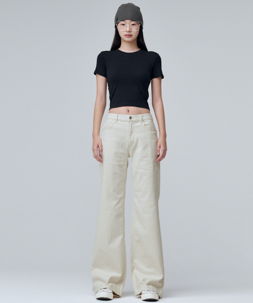MALOUPE(マロップ)の「9134 レギュラーブーツカットデニム (クリーム)(デニムパンツ・レディース・クリーム・26/28/30)」の6枚目の写真