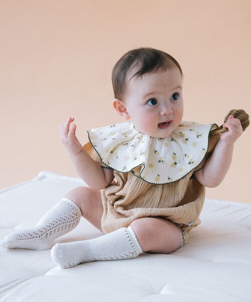 こども ビームス（コドモビームス）の「ベビー ダブル ガーゼ ビブ 2026（その他ベビー用品・キッズ・ホワイト系その他5/グリーン・ONE SIZE）」の3枚目の写真