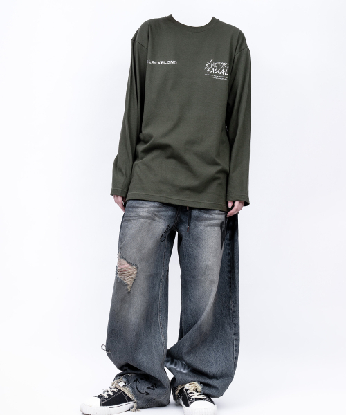BLACK BLOND（ブラック ブロンド）の「ビビディレスカル 長袖Tシャツ（カーキ）（Tシャツ/カットソー・レディース・その他・SMALL/MEDIUM/LARGE/X-LARGE/XX-LARGE/XXX-LARGE）」の3枚目の写真