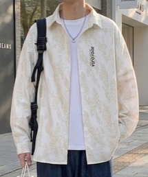 ロゴプリント総柄長袖シャツ