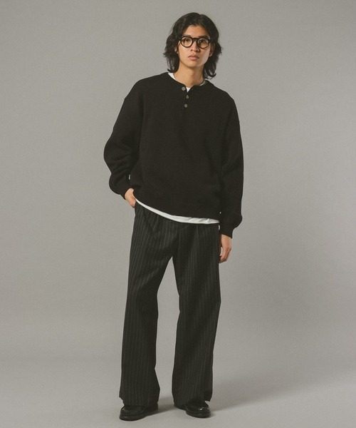 RAGEBLUE(レイジブルー)の「HENRY NECK KNIT PULLOVER / ヘンリーネックニットプルオーバー(ニット/セーター・メンズ・グレー系その他/ブラック/オレンジ系その他3/ライトブルー・MEDIUM/LARGE)」の5枚目の写真