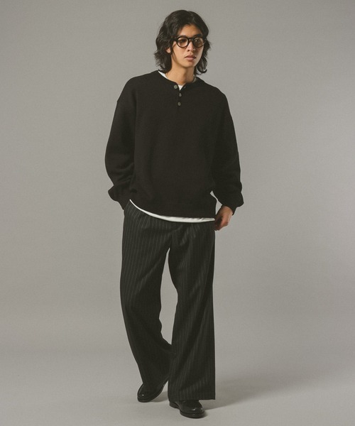 RAGEBLUE(レイジブルー)の「HENRY NECK KNIT PULLOVER / ヘンリーネックニットプルオーバー(ニット/セーター・メンズ・グレー系その他/ブラック/オレンジ系その他3/ライトブルー・MEDIUM/LARGE)」の6枚目の写真