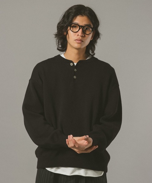 RAGEBLUE(レイジブルー)の「HENRY NECK KNIT PULLOVER / ヘンリーネックニットプルオーバー(ニット/セーター・メンズ・グレー系その他/ブラック/オレンジ系その他3/ライトブルー・MEDIUM/LARGE)」の8枚目の写真