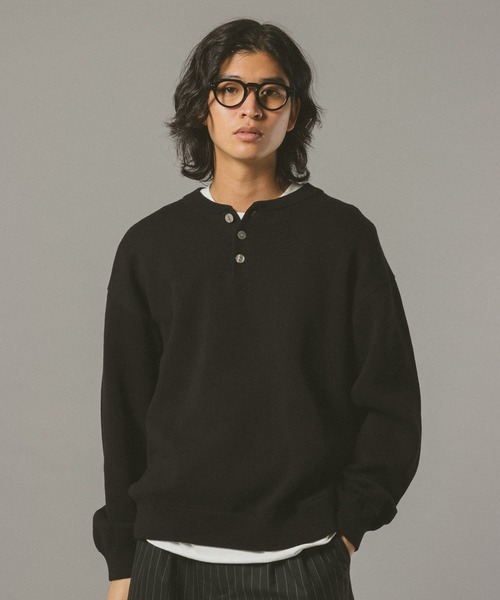 RAGEBLUE(レイジブルー)の「HENRY NECK KNIT PULLOVER / ヘンリーネックニットプルオーバー(ニット/セーター・メンズ・グレー系その他/ブラック/オレンジ系その他3/ライトブルー・MEDIUM/LARGE)」の9枚目の写真