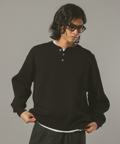 RAGEBLUE(レイジブルー)の「HENRY NECK KNIT PULLOVER / ヘンリーネックニットプルオーバー(ニット/セーター・メンズ・グレー系その他/ブラック/オレンジ系その他3/ライトブルー・MEDIUM/LARGE)」の10枚目の写真