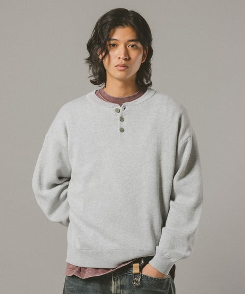 Bleme ヘンリーネックニット　Lサイズ HENRY NECK KNIT PULLOVER / ヘンリーネックニットプルオーバー