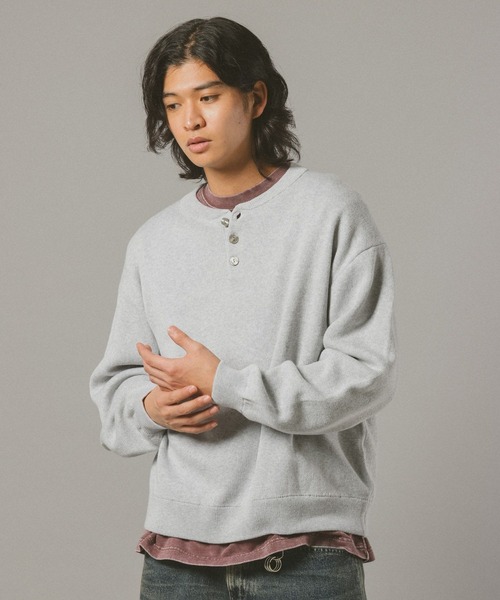 RAGEBLUE(レイジブルー)の「HENRY NECK KNIT PULLOVER / ヘンリーネックニットプルオーバー(ニット/セーター・メンズ・グレー系その他/ブラック/オレンジ系その他3/ライトブルー・MEDIUM/LARGE)」の15枚目の写真