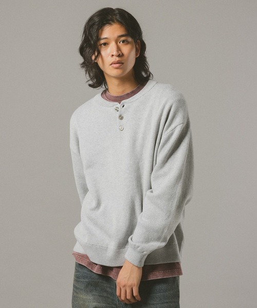 セール】HENRY NECK KNIT PULLOVER / ヘンリーネックニットプル