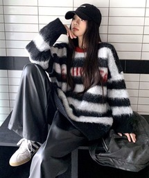 CANVAS+（キャンバスプラス）の「【CANVAS＋】シャギーボーダーロゴニットプルオーバー（パーカー）」