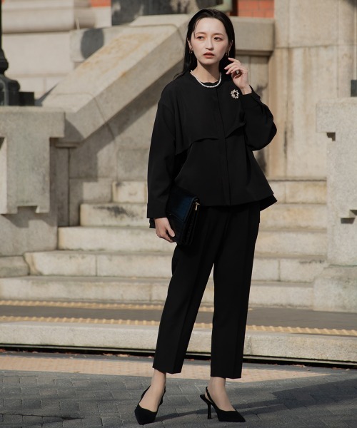 Petitjo(プッチージョ)の「小さいサイズ 【入学式・卒業式・フォーマル】フォーマル2点セット(ジャケット+テーパードパンツ)低身長さん・小柄女性(スーツセット・レディース・ネイビー/ブラック・PL/PM/PS/PSS)」の18枚目の写真