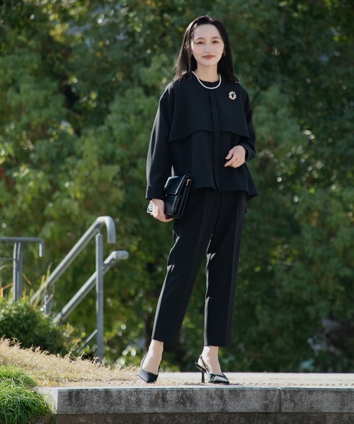 Petitjo(プッチージョ)の「小さいサイズ 【入学式・卒業式・フォーマル】フォーマル2点セット(ジャケット+テーパードパンツ)低身長さん・小柄女性(スーツセット・レディース・ネイビー/ブラック・PL/PM/PS/PSS)」の13枚目の写真