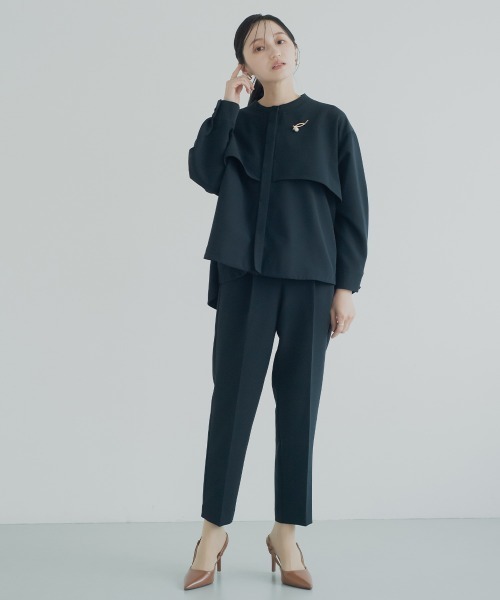 Petitjo(プッチージョ)の「小さいサイズ 【入学式・卒業式・フォーマル】フォーマル2点セット(ジャケット+テーパードパンツ)低身長さん・小柄女性(スーツセット・レディース・ネイビー/ブラック・PL/PM/PS/PSS)」の5枚目の写真