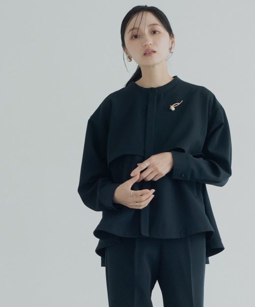 Petitjo(プッチージョ)の「小さいサイズ 【入学式・卒業式・フォーマル】フォーマル2点セット(ジャケット+テーパードパンツ)低身長さん・小柄女性(スーツセット・レディース・ネイビー/ブラック・PL/PM/PS/PSS)」の9枚目の写真