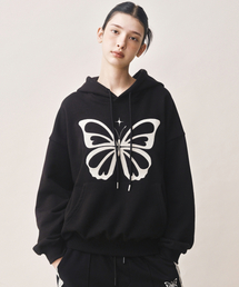 BUTTERFLY EMBROIDERY HOODIE_BLACK CREAM