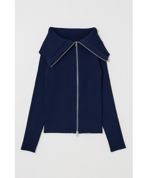MOUSSY(マウジー)の「BIG COLLAR ZIP UP ニット(ニット/セーター・レディース・ライトイエロー/ブラック/ライトブルー/ネイビー・FREE)」の3枚目の写真