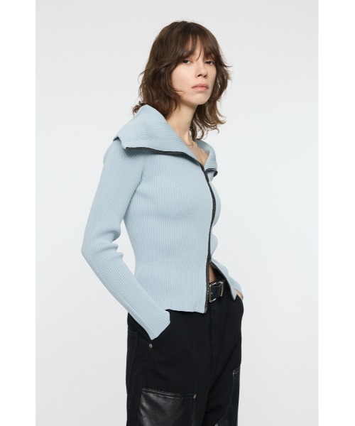 MOUSSY(マウジー)の「BIG COLLAR ZIP UP ニット(ニット/セーター・レディース・ライトイエロー/ブラック/ライトブルー/ネイビー・FREE)」の17枚目の写真