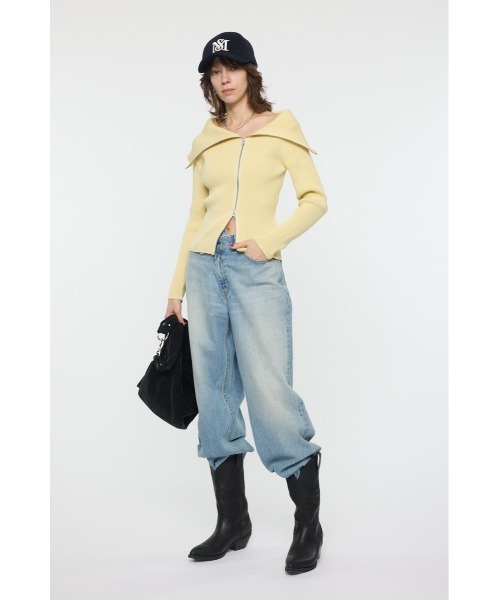 セール】BIG COLLAR ZIP UP ニット（ニット/セーター）｜MOUSSY