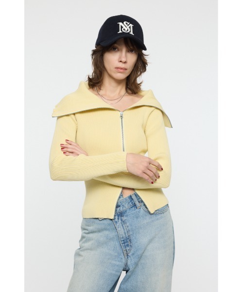 セール】BIG COLLAR ZIP UP ニット（ニット/セーター）｜MOUSSY
