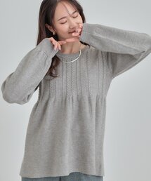 DRESKIP | 気になるお腹周りをカバー ケーブル編みペプラムニット(ニット/セーター)