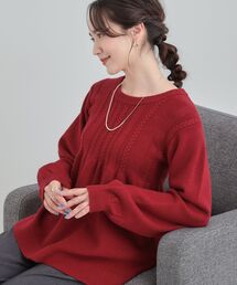 DRESKIP | 【S-LL】気になるお腹周りをカバー ケーブル編みペプラムニット(ニット/セーター)