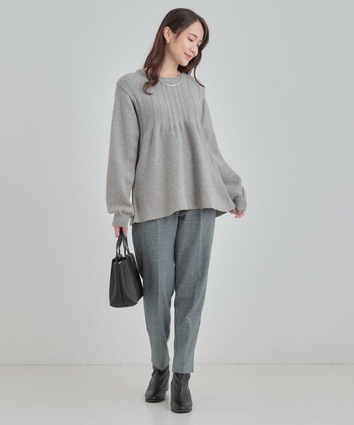 DRESKIP（ドレスキップ）の「気になるお腹周りをカバー ケーブル編みペプラムニット（ニット/セーター・レディース・ワインレッド/ブラウン系その他/グレー・03/02/01/04）」の21枚目の写真