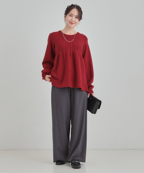 DRESKIP（ドレスキップ）の「気になるお腹周りをカバー ケーブル編みペプラムニット（ニット/セーター・レディース・ワインレッド/ブラウン系その他/グレー・03/02/01/04）」の11枚目の写真