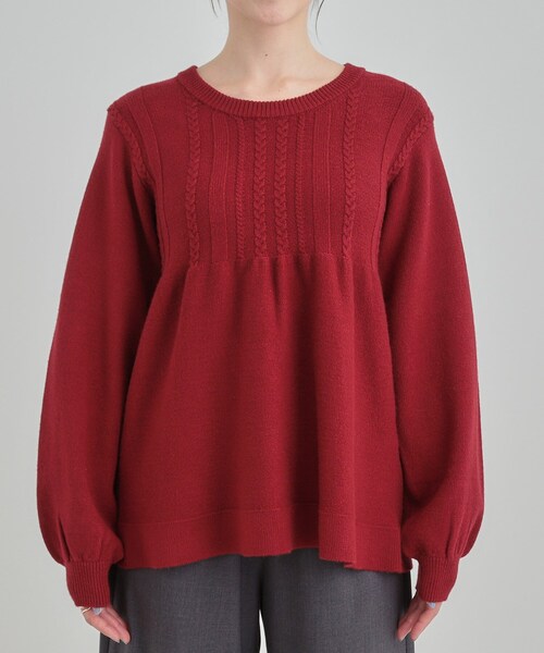 DRESKIP（ドレスキップ）の「気になるお腹周りをカバー ケーブル編みペプラムニット（ニット/セーター・レディース・ワインレッド/ブラウン系その他/グレー・03/02/01/04）」の13枚目の写真