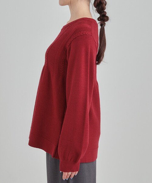 DRESKIP（ドレスキップ）の「気になるお腹周りをカバー ケーブル編みペプラムニット（ニット/セーター・レディース・ワインレッド/ブラウン系その他/グレー・03/02/01/04）」の14枚目の写真