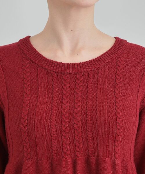 DRESKIP（ドレスキップ）の「気になるお腹周りをカバー ケーブル編みペプラムニット（ニット/セーター・レディース・ワインレッド/ブラウン系その他/グレー・03/02/01/04）」の16枚目の写真