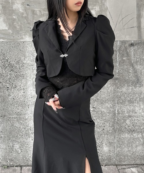 LVEU.(ラブユ.)の「【LVEU.】パフスリーブボレロジャケット / アウター ジャケット オケージョン ボレロ クロップド ショート パフスリーブ モード ブラック グレー(テーラードジャケット・レディース・グレー/ブラック・FREE)」の15枚目の写真