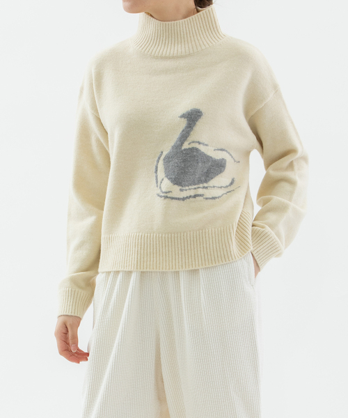 スワンインターシャハイネックセーター（ニット/セーター）｜nop de