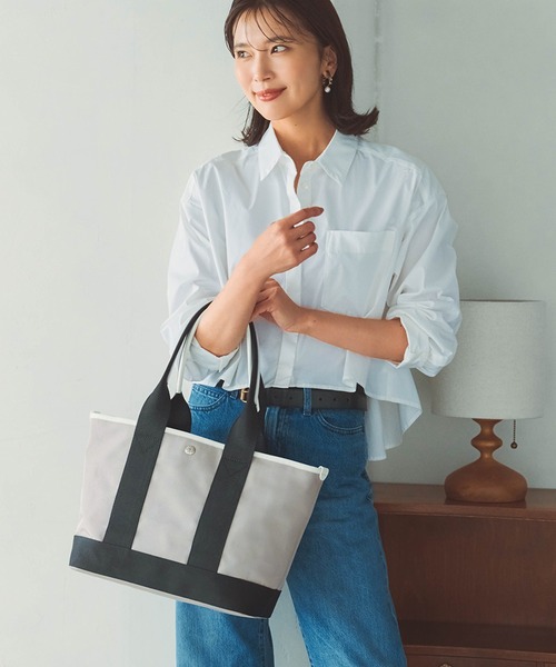 Breath TOPKAPI（ブレストプカピ）の「【Breath TOPKAPI sis】【WEB限定】ナイロン ロングハンドル トートバッグ A4 / 軽量 / 肩掛け / SCOTCH GRAIN スコッチグレイン（トートバッグ・レディース・クリーム/グレイッシュベージュ/ブラック・FREE）」の3枚目の写真