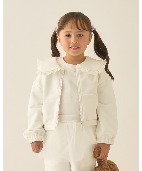 Lycee mine(リセマイン)の「【Lycee mine バレエシリーズ】【セットアップ可】セーラーカラーフルジップスウェット【子供服】【キッズ】【女の子】(パーカー・キッズ・アイボリー/ベビーピンク/ブラック/ライトブルー/トップグレー/クリーム/バイオレット・110cm/130cm/120cm/140cm/150cm/100cm)」の2枚目の写真